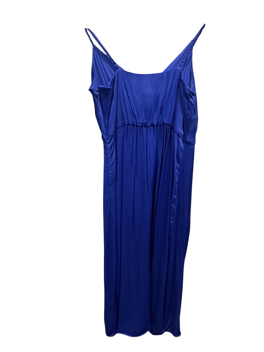 By Anthropologie Blue Satin Draped Wrap Midi Cocktail Dress 0P Petite Wedding - Picture 3 of 12